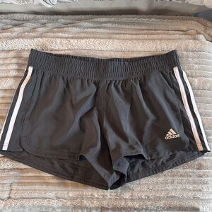 adidas Black Athletic Running Shorts with White Side Stripes